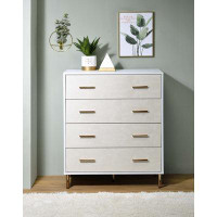Everly Quinn 4 Drawers Wooden Chest In Black, Silver And Gold Finish