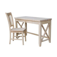Gracie Oaks Rossitano Solid Wood Desk and Chair Set