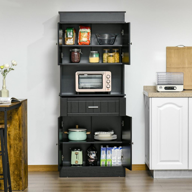Kitchen Cupboard 29.25" x 15.5" x 72" Black in Storage & Organization