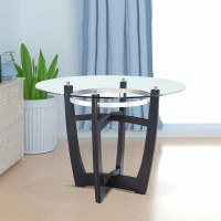 Ivy Bronx Dining Table with Clear Tempered Glass Top