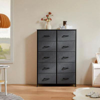 17 Stories Dresser For Bedroom, Tall Storage Drawers, Fabric Storage Tower