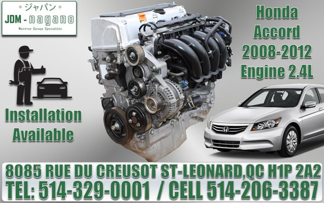 Moteur Honda Accord 2.4 K24Z3 K24 Accord 2008 Moteur 4 Cylindre 2009 2010 2011 2012 in Engine & Engine Parts in Granby
