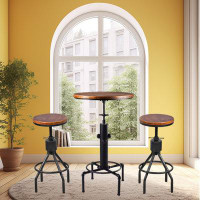 Williston Forge SET OF 3, Bar Table (32.28"-36.22") & 2 Backless Stools (23.22"-29.13") Set For Pub Kitchen Dining Livin