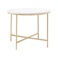 Everly Quinn Amonti 24.5'' Tall Round End Table in White and Gold