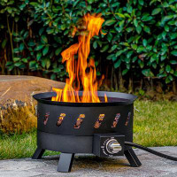 Red Barrel Studio Prayas 16.2" H x 17.3" W Iron Propane Outdoor Fire Pit with Lid