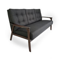 George Oliver Revitalize Your Living Space: Athena Mid-century Accent Sofa With Waffle Stitch & Tufted Design On Rubberw