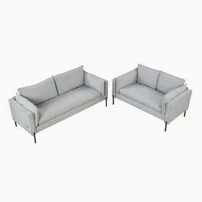 The living room kit includes a three-seater sofa and a love seat. With a wooden frame and sturdy met...
