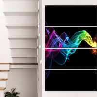 Made in Canada - Design Art 'Abstract Ribbon Waves on Black' 4 Piece Graphic Art on Wrapped Canvas Set