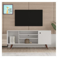 George Oliver White TV Cabinet For Living Room Furniture With 1 Storage And 2 Shelves Cabinet