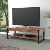 Foundry Select 2CED5D75E3BC4418A3EF39574A064490 Azeemah TV Stand, Coffee Table. Chunky, Dark Coloured, Rustic Wood. Fits