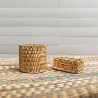 Bay Isle Home™ Handwoven Wicker Baskets Pot Planters (Set Of 2)
