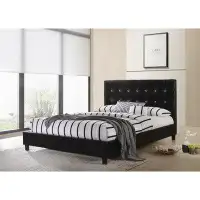 Latitude Run® Black Faux Leather Diamond Tufted Double Size Platform Bed (no Box Spring Required)