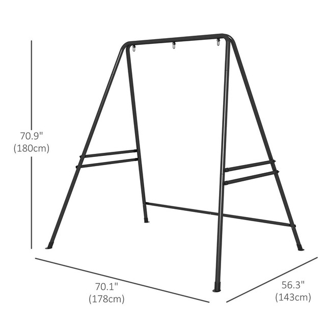 Hammock Chair Stand 70.1" L x 56.3" W x 70.9" Black in Patio & Garden Furniture - Image 3