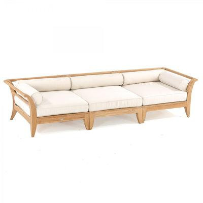 Westminster Teak 77" Wide Outdoor Teak Patio Sectional with Sunbrella Cushions in Couches & Futons