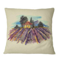 East Urban Home Spring Landscape With Blooming Lavender - Country Printed Throw Pillow