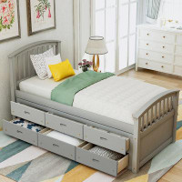 Red Barrel Studio Platform Storage Bed Solid Wood Bed With 6 Drawers