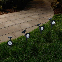 Pure Garden Outdoor Solar Powered LED Lights Stainless-Steel LED Lights - Weather-Resistant Spotlights