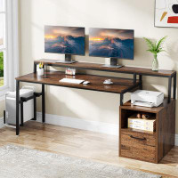 17 Stories Curdin 63'' Reversible Desk with File Cabinet