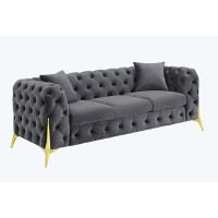 Mercer41 Elegant Velvet Living Room 3-Seater Sofa, Upholstered Sofa