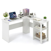 Ebern Designs Topbuy Large L-shaped Computer Desk Modern Home Office Writing Desk Workstation With 2 Cable Holes & 2 Sto