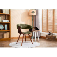 Steelside™ Gauri Faux Leather Dining Chair with Wooden Legs