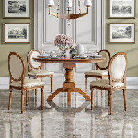 YONGHE JIAJIE TECHNOLOGY INC All solid wood round dining table and chair combination home vintage table chair(6 chairs)