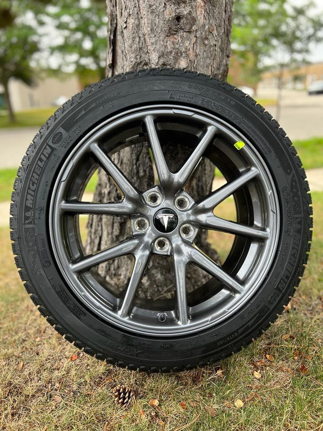 $1650(Tax-in)- Brand NEW 18TESLA Model 3 style rims (5x114) + 235/50/R18 Michelin X-Ice 3 in Tires & Rims in Toronto (GTA)