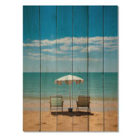 Dovecove Beach Photo Chair On Wood Print