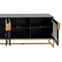 Everly Quinn 70.87-Inch Stylish Minimalist TV Stand with Two Cabinets and Shelves, Wire Management Hole