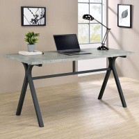 Latitude Run® Broshous Rectangular Writing Desk Cement and Gunmetal