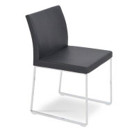 sohoConcept Aria Sled Side Chair in Black Genuine Leather