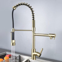 Kitchen Faucet - Pull Out - Brushed Gold Dual Function Sprayer Solid Brass ( Pot filler )