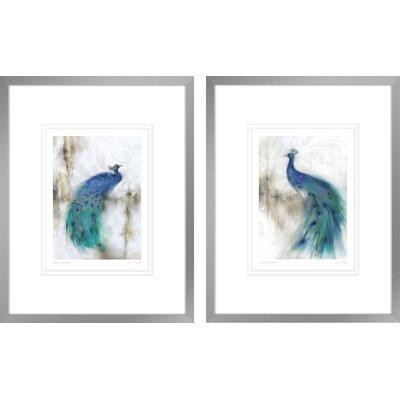 Alcott Hill 'Jewel Plumes I, Jewel Plumes II' by JP Prior 2 Piece Framed Painting Print Set in Home Décor & Accents