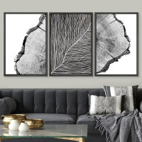 IDEA4WALL IDEA4WALL Framed Canvas Print Wall Art Wood Rings & Detailed Plant Texture Floral Plants Illustrations Modern