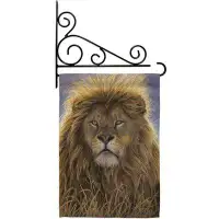Breeze Decor Lion - Impressions Decorative Metal Fansy Wall Bracket Garden Flag Set GS110096-BO-03