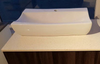 24.5 x 16 White Porcelain Sink Above Counter