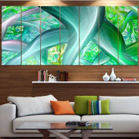 Design Art 'Green Fractal Exotic Plant Stems' Graphic Art Print Multi-Piece Image on Canvas