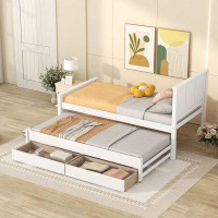 Red Barrel Studio Twin 2 Drawer Platforms Bed with Trundle by Red Barrel Studio®
