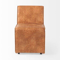 Joss & Main 19.8l X 26.3w X 31.8h Cognac Brown Faux Leather Dining Chair