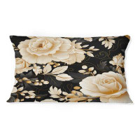 East Urban Home Elegant Beige Rose Harmony I - Floral Printed Throw Pillow