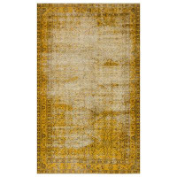Bungalow Rose Vintage Yellow Oriental Wool and Cotton Handmade Area Rug