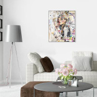 Oliver Gal Katy-Hirschfeld - Pensive Beauty, Urban Collage Female Modern White Canvas Wall Art Print For Living Room