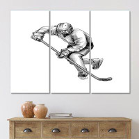 East Urban Home «Hockey Joueur en noir et blanc, sport d'hiver I», reproduction d'art sur toile