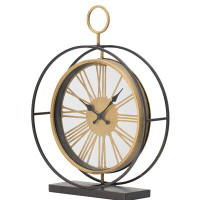 17 Stories Metal Loop and Hoop Framed Round Table Clock