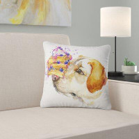 East Urban Home Animal Cute Labrador Dog Watercolor Pillow