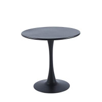 George Oliver Modern Black Round Dining Table: 31.5'' Diameter With Solid Metal Base - Elegant Coffee Table Design