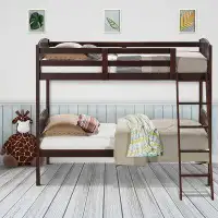 Harriet Bee Solid Wood Twin Bunk Beds With Detachable Kids Ladder