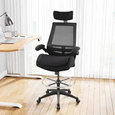Latitude Run® Ergonomic Drafting Chair High Standing Desk Chair with Headrest