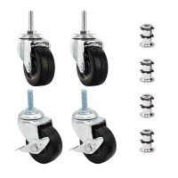 Outwater 3/4" Round Metal Double Star Caster Insert | 5/16-18 Threaded Stem | 2" Wheel Diameter Industrial Casters | 2 W