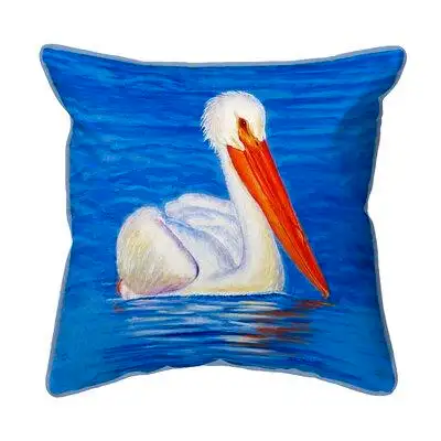 Hokku Designs White Pelican Portrait Extra Large Zippered Indoor/Outdoor Pillow 20X24